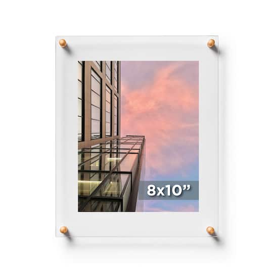 Cool Modern Frames Clear Acrylic Float Frame with Gold Hardware